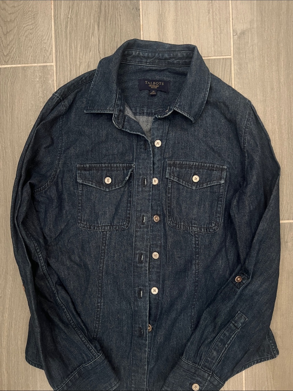 Talbots Women’s Dark Blue Denim Button-Up Jacket